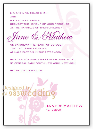 Lovely Blossom - Happy Wedding Butterflies - Wedding Invitation