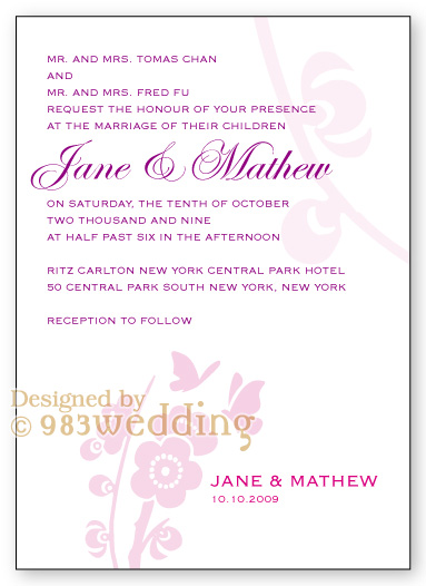 Lovely Blossom - Happy Wedding Butterflies - Wedding Invitation
