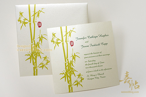 Bamboo Design Envelope with Wedding Card
